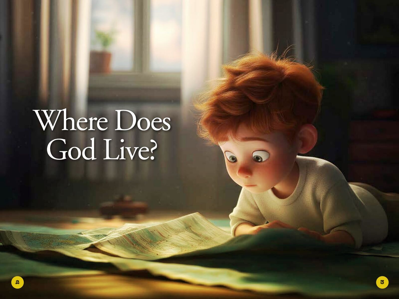A two-page spread from Where Does God Live?, spread 1