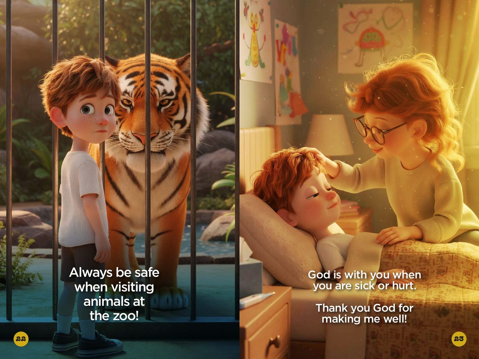 A two-page spread from Where Does God Live?, spread 6